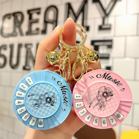Mini Music Piano Keychain Toy Cute Cartoon Stress Relief Rhythm Instrument Bag Pendant Key Ring Gift For Kids