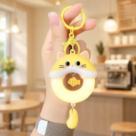 Cute Cartoon Animal Glowing Keychain Light Up Mini Night Light Hanging Wind Chime Bag Pendant Ornament For Students Couples Friends Gift