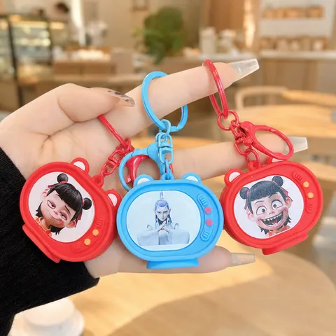 Creative Retro TV Keychain Glowing LED Flashing Light Fun Emoji Backpack Charm Cute Pendant For School Bag Car Key Decor