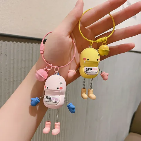 Simpatico Portachiavi a Forma di Dinosauro in Acrilico Divertente Giocattolo Antistress con Arti a Molla Ciondolo per Borsa con Campanellino Cartone Animato per Regalo di Compleanno Festa