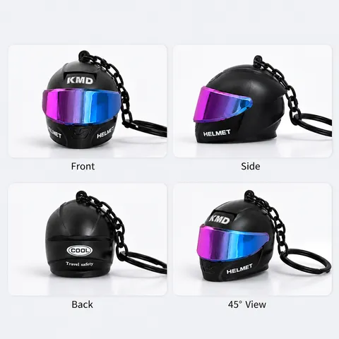 Cool 3D Mini Motorcycle Helmet Keychain Plastic Metal Creative Motor Visor Shield Pendant For Backpack Car Keys Charm Gift
