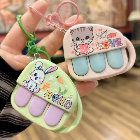 Creative Music Piano Recorder Keychain Cute Cartoon Animal Decompression Toy Student Bag Pendant