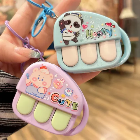Creative Music Piano Recorder Keychain Cute Cartoon Animal Decompression Toy Student Bag Pendant