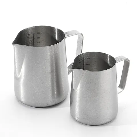 Edelstahl Kaffee Latte Art Kännchen Retro Geprägtes Design Spitzes Ausguss Milchaufschäumkännchen Barista Werkzeug