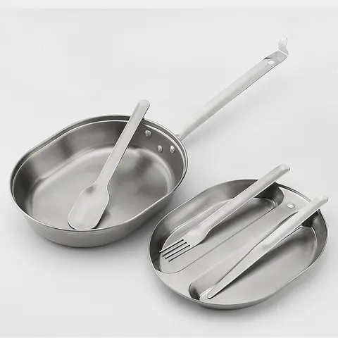 Kit de Gamelle de Camping en Acier Inoxydable pour Extérieur Boîte à Lunch et Ensemble de Couverts Portables Couteau Fourchette Cuillère pour Randonnée