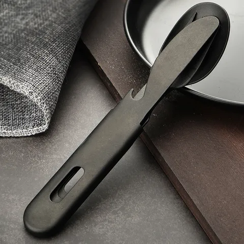 Retro Titanium Plated Stainless Steel Cutlery Set Portable Outdoor Camping Tableware Knife Fork Spoon With Bottle Opener