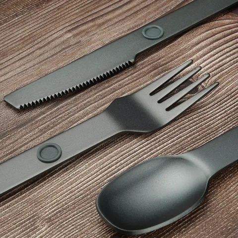 Tragbares Reines Aluminium Magnetisches Besteckset Camping Picknick Messer Gabel Und Löffel Reise Outdoor Geschirr