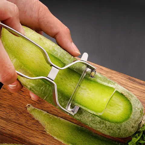 Stainless Steel Potato Peeler Kitchen Gadget Multi-Functional Fruit Vegetable Peeler Flat and Serrated Blade Carrot Slicer