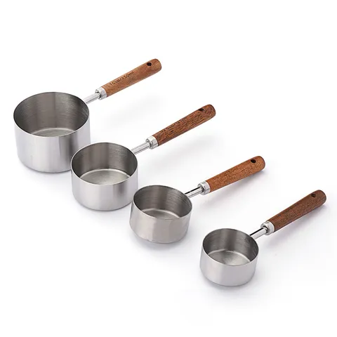 Edelstahl Messbecher Und Löffel Set Mit Holzgriff Küche Backen Werkzeuge Gold Und Silber Messset