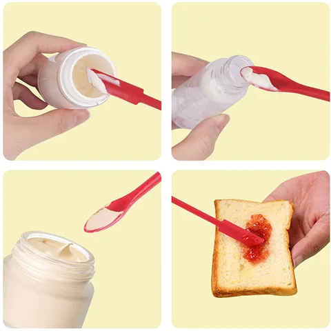 Mini Spatola in Silicone Set di 3 Doppia Testa Raschietto per Barattolo Manico Lungo Grado Alimentare Cucina per Contenitore