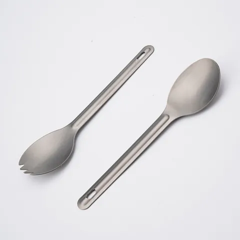 Pur Titane Extérieur Portable Cuillère-Fourchette et Cuillère Set Léger Camping Voyage Vaisselle Cuisine Outil de Couverts