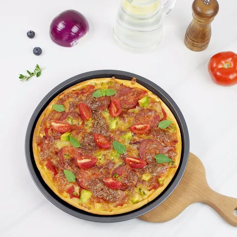 Round Perforated Pizza Pan Stainless Steel Non Stick Baking Tray For Home Oven Kitchen Bakeware Heavy Duty Cooking Tool