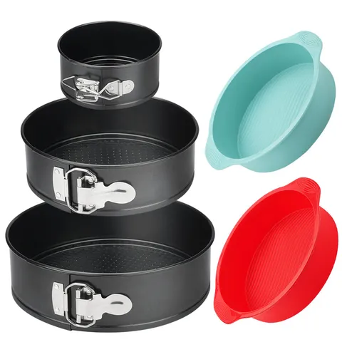 Kohlenstoffstahl Antihaft Springform Kuchenbackform Set Mit Silikonbasis Runde Und Herzförmige Backform Für Küche Backen