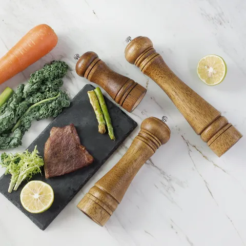 Manual Wood Pepper Grinder Oak Salt Mill Adjustable Coarseness Spice Grinder for Kitchen Cooking Tableware