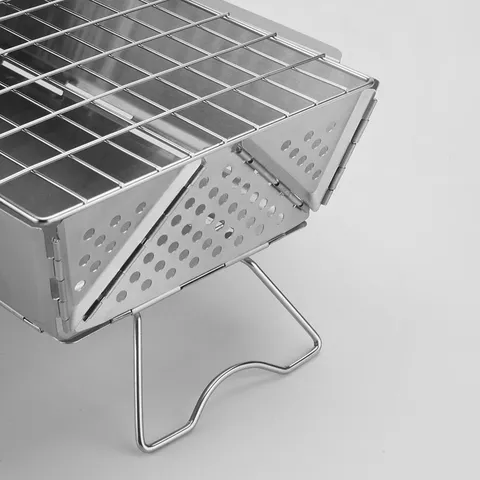 Grille de Barbecue Pliable Portable en Acier Inoxydable Camping en Plein Air Randonnée Pique-Nique Ustensiles de Cuisine Poêle BBQ