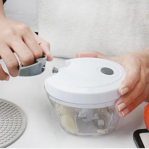 Tritataglio Manuale a Corda per Aglio Mini Tritatutto in Plastica Tagliaverdure da Cucina