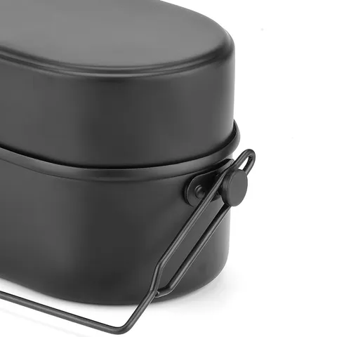 Boîte de Mess Militaire en Aluminium Style Allemand pour Randonnée et Camping Boîte Bento Portable Double Couche avec Poignée