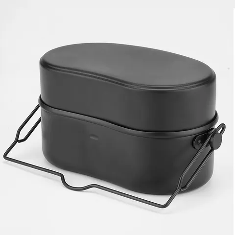 Boîte de Mess Militaire en Aluminium Style Allemand pour Randonnée et Camping Boîte Bento Portable Double Couche avec Poignée
