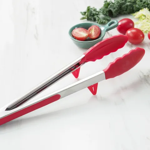 Roestvrij Stalen Voedseltang Siliconen Tips Antislip Keukentang Voor Koken Grill BBQ Bakken Brood Salade