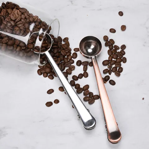 Cucchiaio da Caffè in Acciaio Inossidabile Galvanizzato Con Clip di Chiusura Misurino Multifunzionale Per Chicchi