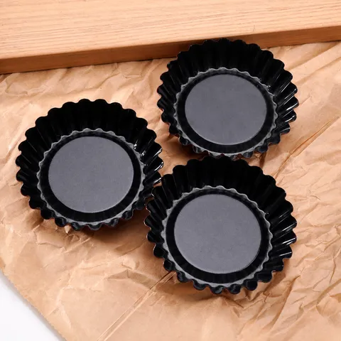 Non-Stick Carbon Steel Egg Tart Mold Mini Tartlets Pan Chrysanthemum Cup Fruit Pie Baking Tray Kitchen Bakeware