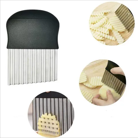 Stainless Steel Wavy Potato Slicer French Fry Cutter Kitchen Vegetable Fruit Chopper With Ergonomic Plastic Handle