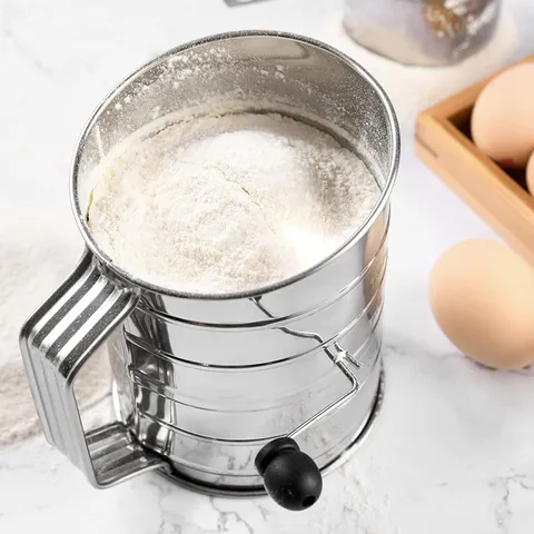 Setaccio per Farina Rotativo Manuale in Acciaio Inossidabile Con Scala e Manico Strumento da Cucina