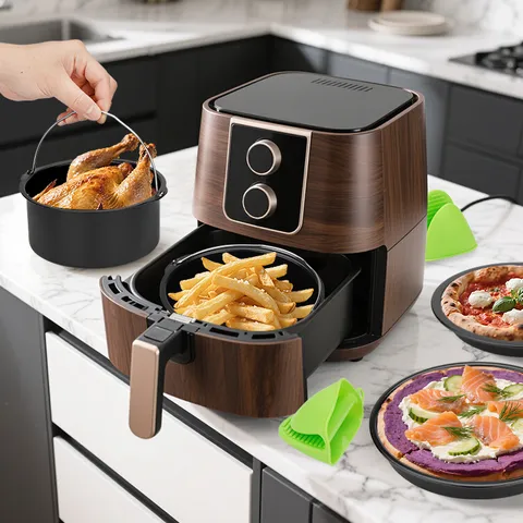 Ensemble d'Accessoires pour Friteuse sans Huile Plaque de Cuisson Grille en Acier Inoxydable Tapis en Siliconen