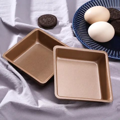 4 Zoll Quadratische Kuchenform Antihaft Kohlenstoffstahl Backform Gold Brot Backgeschirr Für Küche Backen