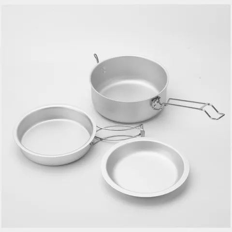 Camping Cookware Set Pure Aluminum Pot Frying Pan And Dish Portable Lightweight Outdoor Cooking Mess Kit For Hiking