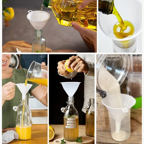 Embudo de Aceite Pequeño de Plástico para Hogar Embudo Separador Blanco Embudo de Vino de Cocina Triangular PP