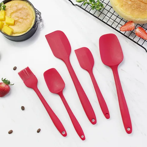 Set di Spatole in Silicone per Uso Alimentare Strumenti da Forno per Cucina Raschietto per Torte di Crema Pennello per Olio per Pastella Set di Strumenti di Miscelazione