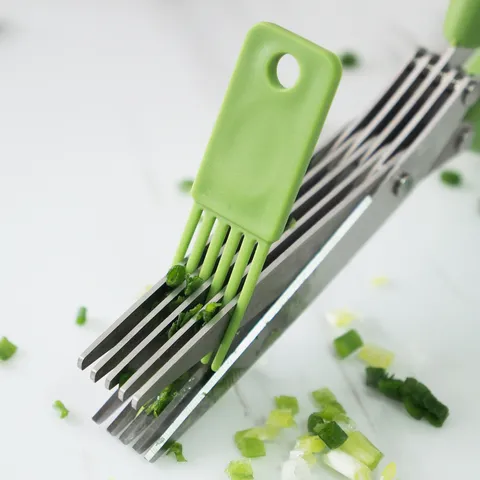 Multifunctional 5 Layer Stainless Steel Kitchen Scissors Herb Scallion Cutter Kitchen Tool For Cooking Household