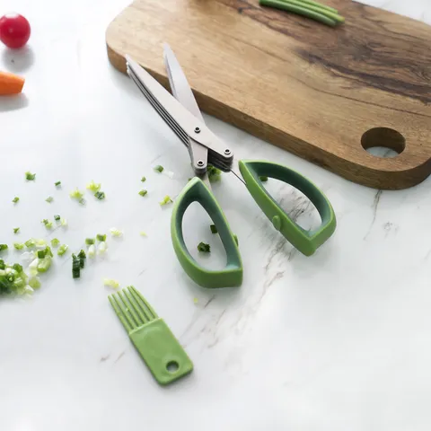 Multifunctional 5 Layer Stainless Steel Kitchen Scissors Herb Scallion Cutter Kitchen Tool For Cooking Household