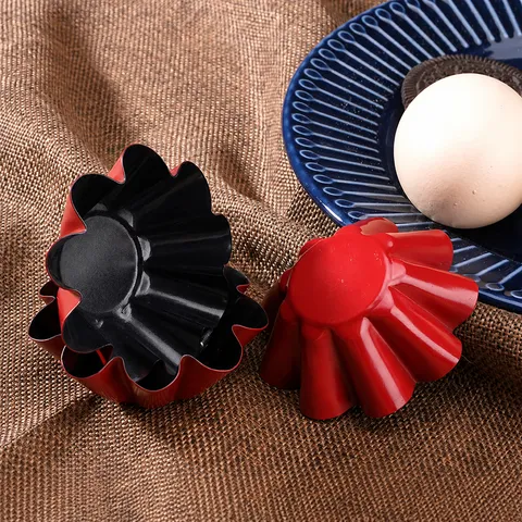 High Carbon Steel Egg Tart Mold Non-Stick Fluted Tart Pan Baking Mold Chrysanthemum Cup Pastry Tool For Kitchen Baking