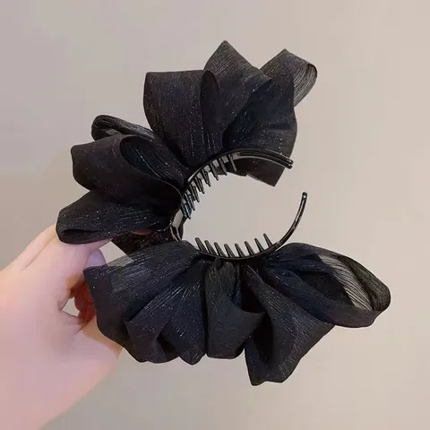 Pince à Cheveux en Tissu Style Coréen Pince Griffes en Soie Brillante Élégante Queue de Cheval Accessoires de Cheveux pour Femmes
