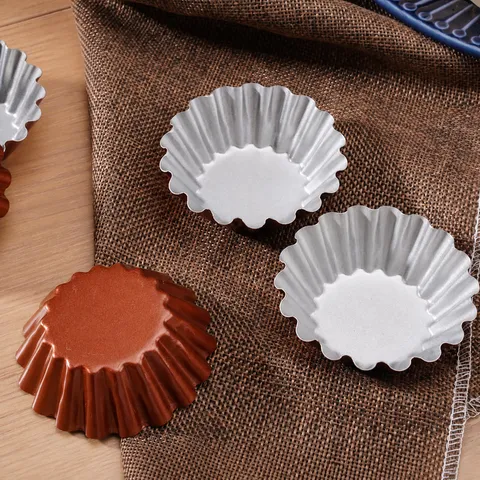 Small Wave Round Egg Tart Mold High Carbon Steel Non Stick Baking Pan Cupcake Muffin Pastry Tool For Kitchen Baking