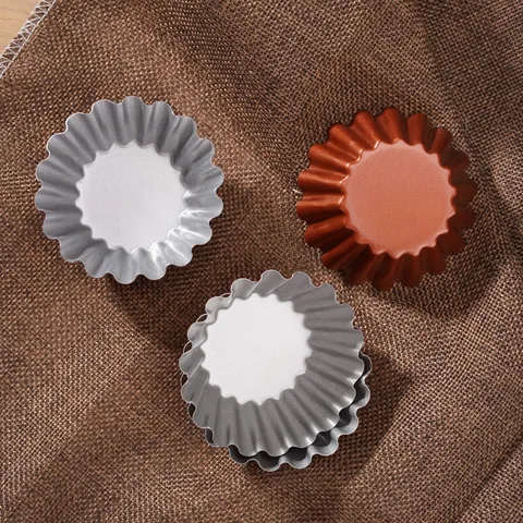 Small Wave Round Egg Tart Mold High Carbon Steel Non Stick Baking Pan Cupcake Muffin Pastry Tool For Kitchen Baking