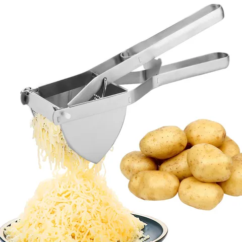 Heavy Duty Stainless Steel Potato Ricer Manual Potato Masher Kitchen Tool With Holes And Ergonomic Long Handle