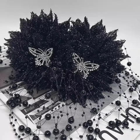 Pince à Cheveux Florale Élégante et Tendance avec Strass et Pompon Pince Requin Coiffe Élégante pour Femmes Accessoires Cheveux