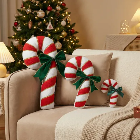 Christmas Plush Shaped Pillow Gingerbread Man Candy Cane Christmas Tree Snowman Sofa Cushion Holiday Home Decor