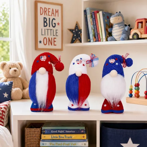 US Independence Day Faceless Gnome Doll Figurine Patriotic American Flag Plush Toy Home Table Decor Holiday Gift