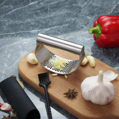 Stainless Steel Garlic Press Manual Ginger Mincer Handheld Garlic Crusher Multi-functional Kitchen Tool