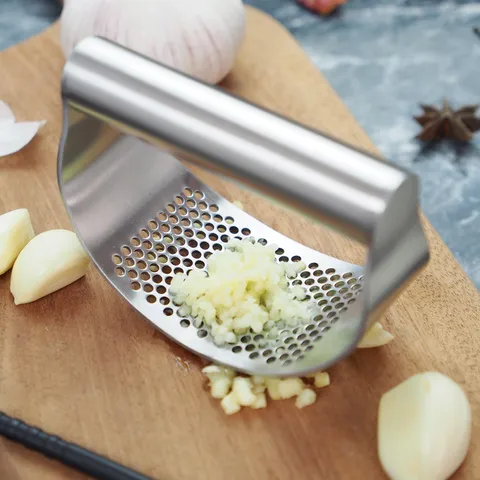 Stainless Steel Garlic Press Manual Ginger Mincer Handheld Garlic Crusher Multi-functional Kitchen Tool