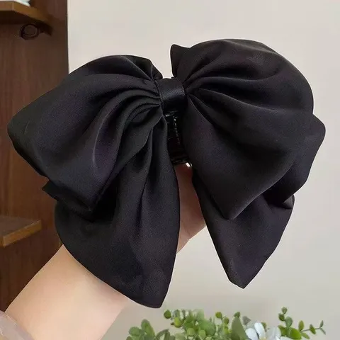 Pince à Cheveux Élégante en Satin Nœud Papillon Grand Support de Queue de Cheval Accessoires de Cheveux pour Femmes Coiffure Quotidienne