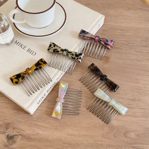 Peigne à Cheveux Nœud en Résine d'Acétate Style Coréen Élégant Pince à Cheveux à Dents en Métal Accessoires de Cheveux Mode pour Femmes