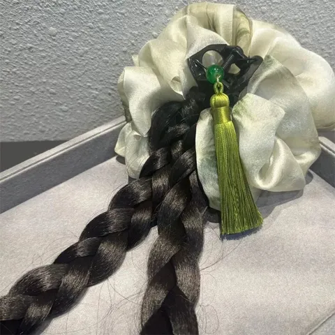 Nouveau Style Chinois Pince à Cheveux avec Tresse de Perruque Fausse Queue de Cheval Hanfu Accessoires Cheveux