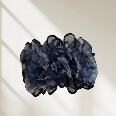 Pince à Cheveux Élégante en Filet Strass Plissé Floral Accessoires Cheveux pour Fête Femme