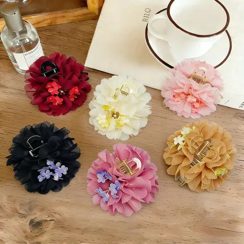 Pince à Cheveux Élégante Fleur de Pivoine Avec Gland de Perle Artificielle Accessoires de Cheveux Doux pour Femmes Coiffure Quotidienne