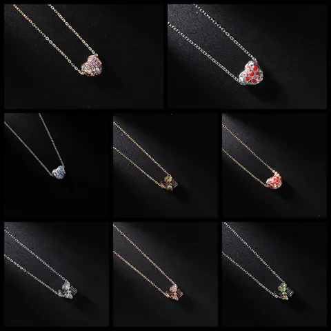 Dolce Collana con Ciondolo a Cuore in Lega Ferro Strass da Donna Galvanico Smalto LOVE Choker Catena Regalo Romantico Coppie Gioielli Quotidiani